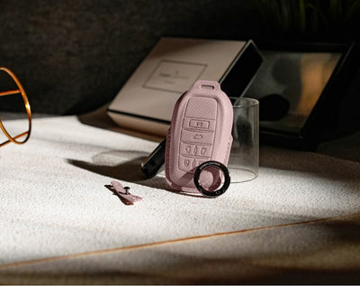 Pink Leather Key Cover for Toyota Smart Key (Style R6)