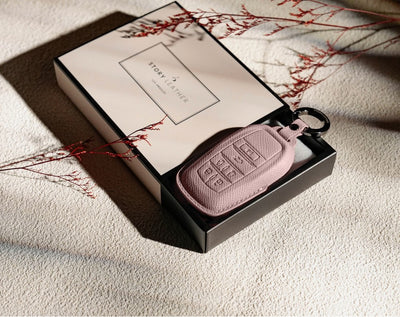 Pink Leather Key Cover for Toyota Smart Key (Style R6)