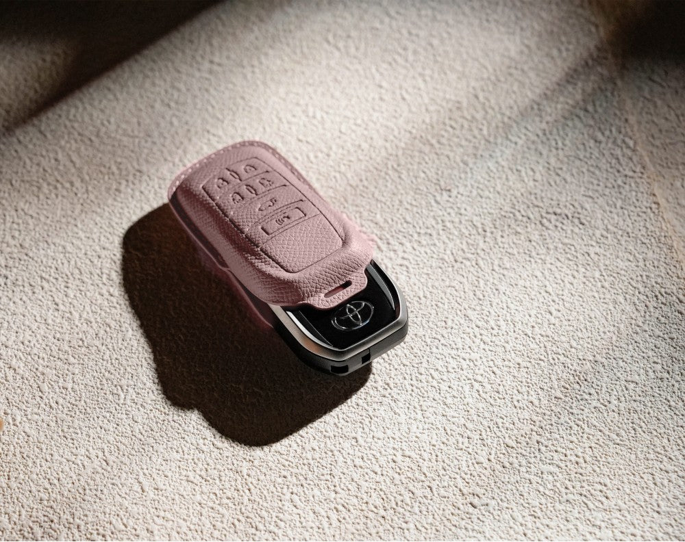 Pink Leather Key Cover for Toyota Smart Key (Style R6)