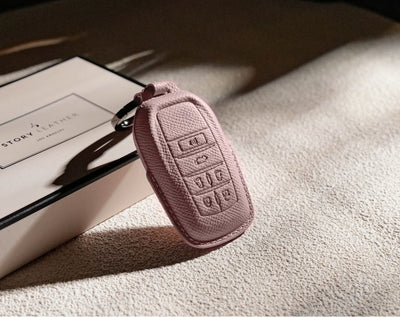 Pink Leather Key Cover for Toyota Smart Key (Style R6)