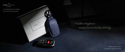 Blue Leather Key Cover for Toyota Smart Key (Style R6)