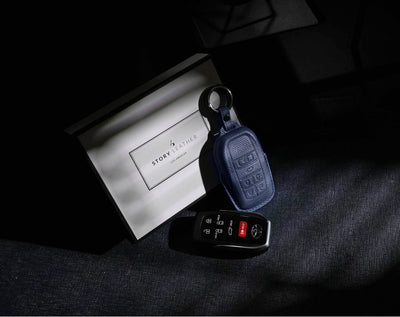 Blue Leather Key Cover for Toyota Smart Key (Style R6)