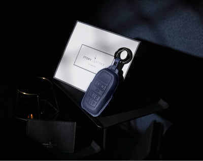 Blue Leather Key Cover for Toyota Smart Key (Style R6)
