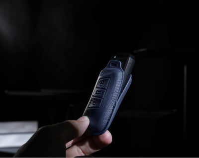 Blue Leather Key Cover for Volkswagen & Skoda Smart Key (Style R3)