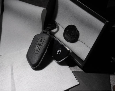 Black Leather Key Cover for Volkswagen & Skoda Smart Key (Style T3)