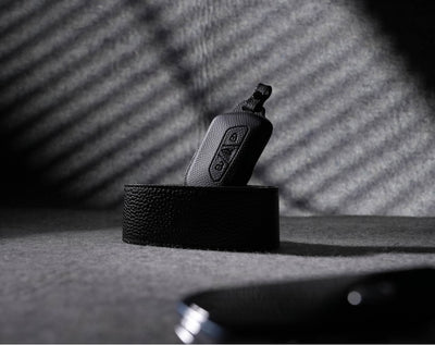 Black Leather Key Cover for Volkswagen & Skoda Smart Key (Style T3)
