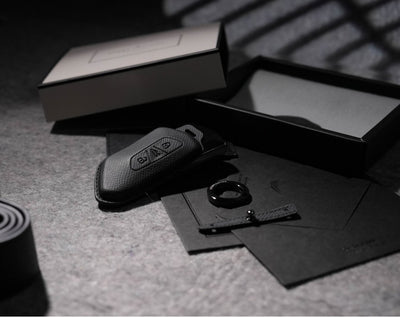 Black Leather Key Cover for Volkswagen & Skoda Smart Key (Style T3)