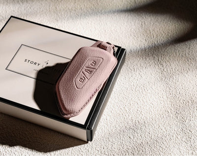 Pink Leather Key Cover for Volkswagen & Skoda Smart Key (Style T3)