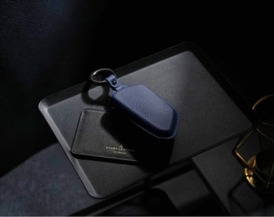 Blue Leather Key Cover for Volkswagen & Skoda Smart Key (Style T3)