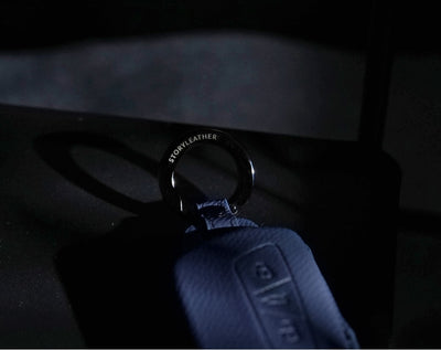 Blue Leather Key Cover for Volkswagen & Skoda Smart Key (Style T3)