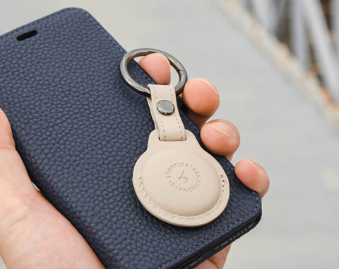 AirTag Leather Keychain - Khaki