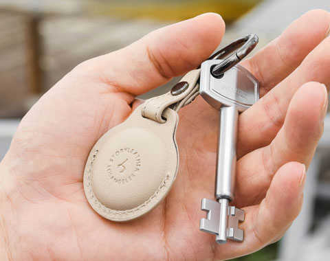 AirTag Leather Keychain - Khaki