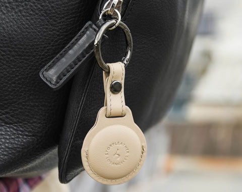 AirTag Leather Keychain - Khaki