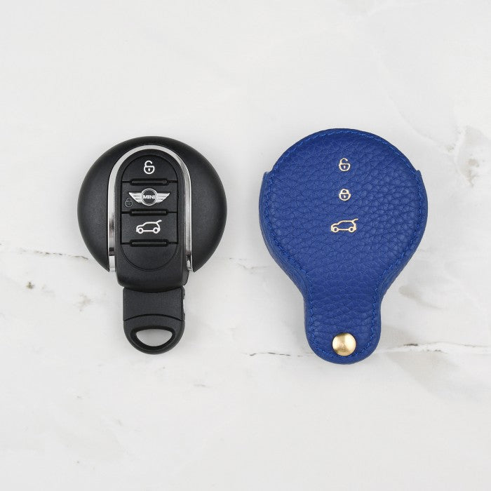 Blue leather key cover for Mini car key