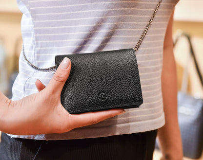 Carina Crossbody Cardholder - Black Pebble