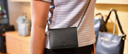 Carina Crossbody Cardholder - Black Pebble