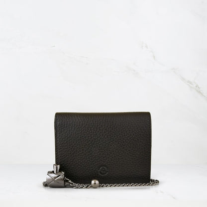 Carina Crossbody Cardholder - Black Pebble