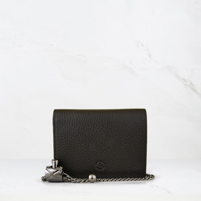 Carina Crossbody Cardholder - Black Pebble