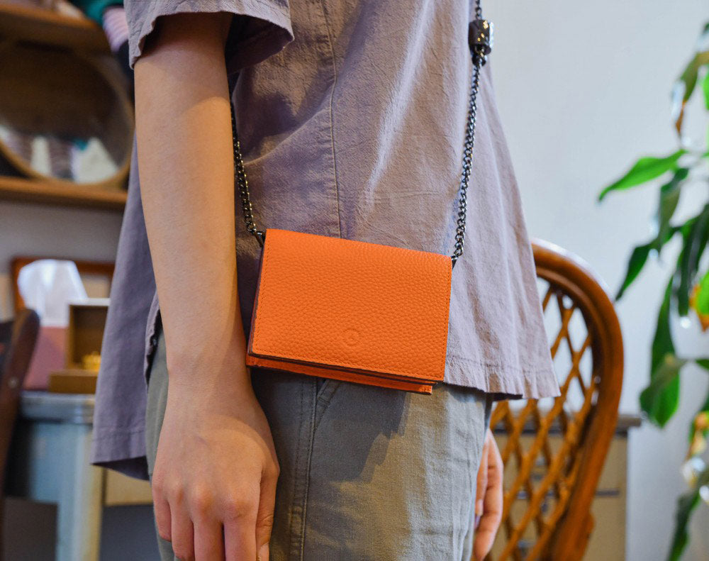 Carina Crossbody Cardholder - Orange Pebble