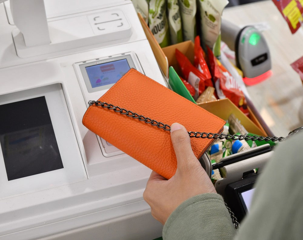 Carina Crossbody Cardholder - Orange Pebble