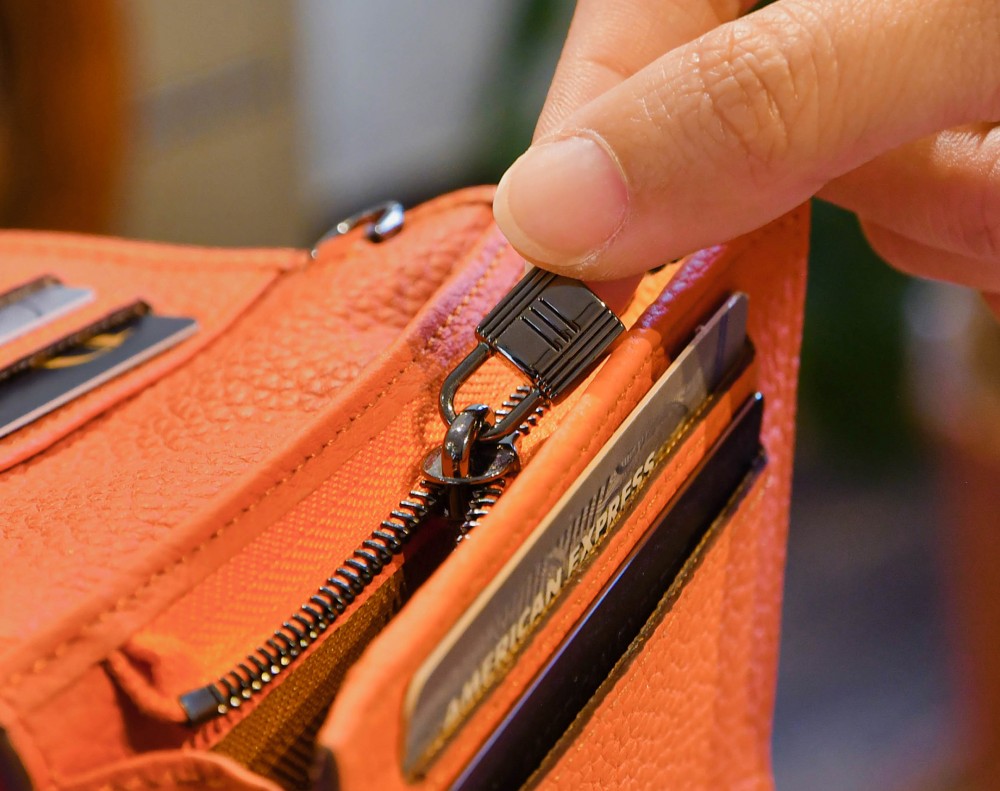 Carina Crossbody Cardholder - Orange Pebble