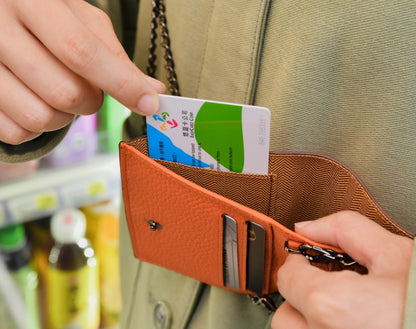 Carina Crossbody Cardholder - Orange Pebble