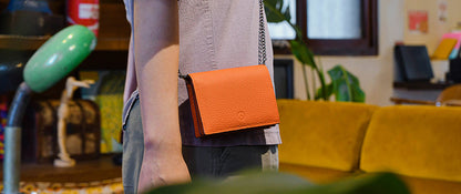 Carina Crossbody Cardholder - Orange Pebble