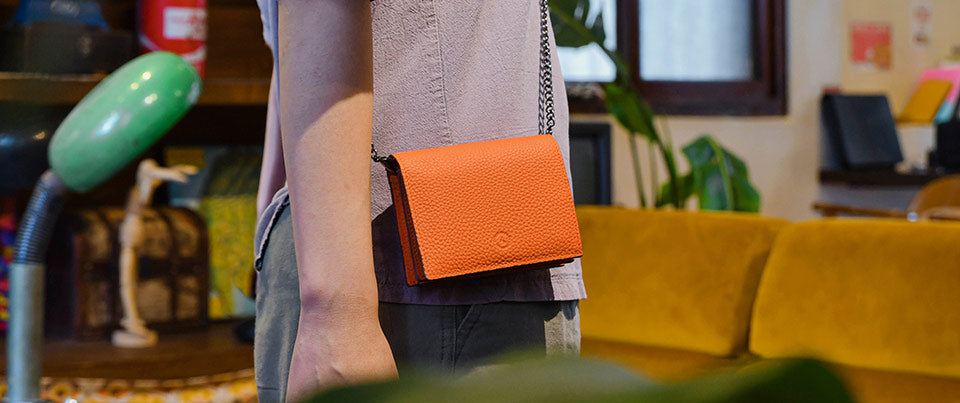 Carina Crossbody Cardholder - Orange Pebble