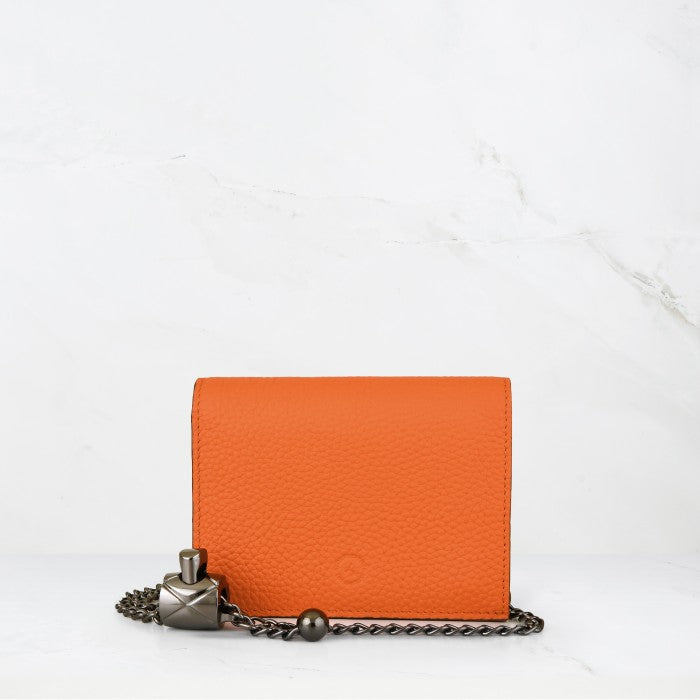 Carina Crossbody Cardholder - Orange Pebble