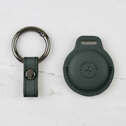 AirTag Leather Keychain - Dark Green