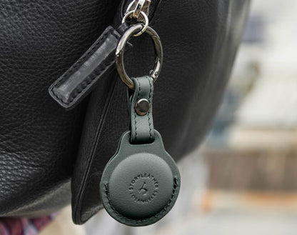 AirTag Leather Keychain - Dark Green