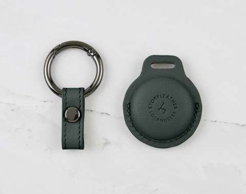 AirTag Leather Keychain - Dark Green