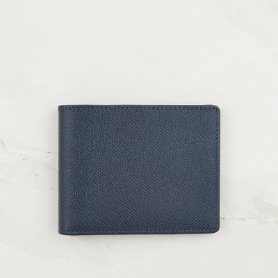 Navy Blue Cross Grain Leather