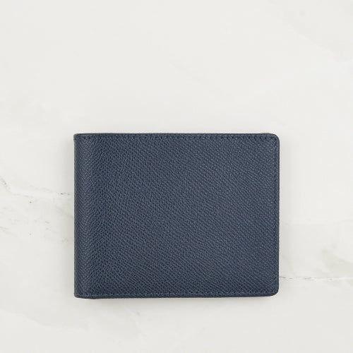 Navy Blue Cross Grain Leather