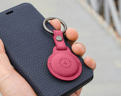 AirTag Leather Keychain - Fuchsia Pink