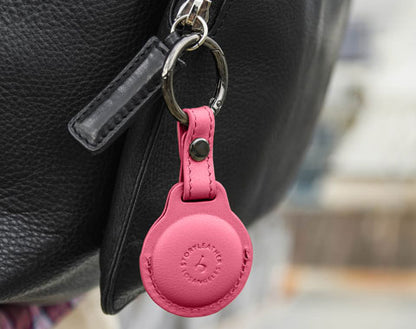 AirTag Leather Keychain - Fuchsia Pink