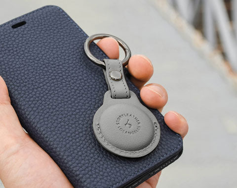 AirTag Leather Keychain - Grey