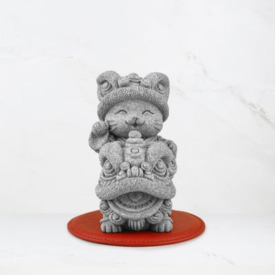 Blessed Lion Dance Kitty Cat Stone Figurine