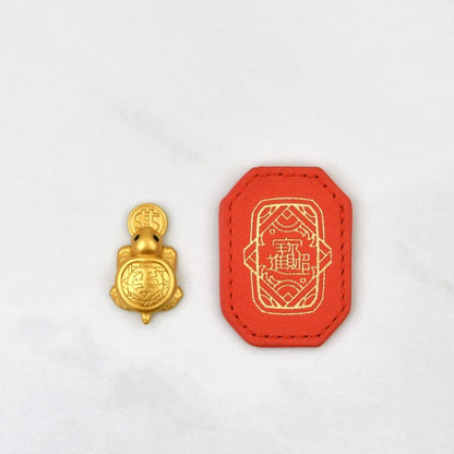 Good Luck Turtle Red Calfskin Keyring - 2024 edition