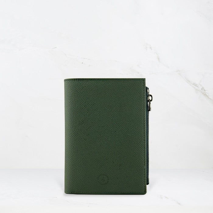 Featherly Passport Wallet - Green Cross-Hatch Texture