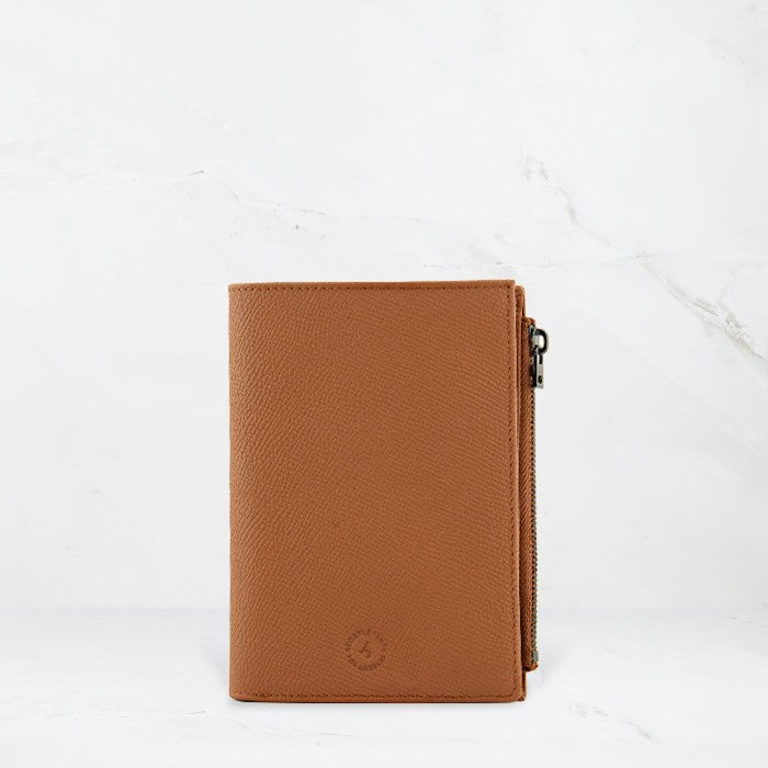 Featherly Passport Wallet - Caramel Cross-Hatch Texture