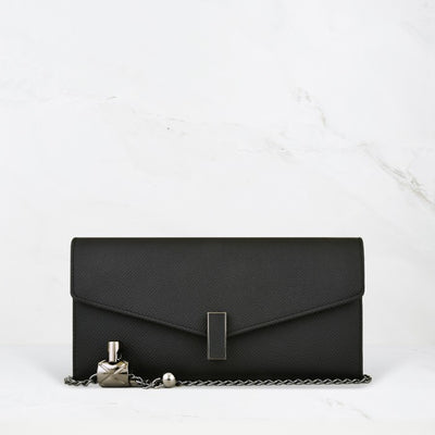 Carina XL v2 Crossbody Clutch - Italian Cross-Hatch in Black