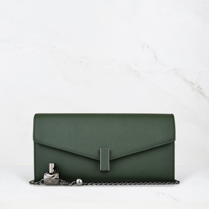 Carina XL v2 Crossbody Clutch - Italian Cross-Hatch in Olive Green
