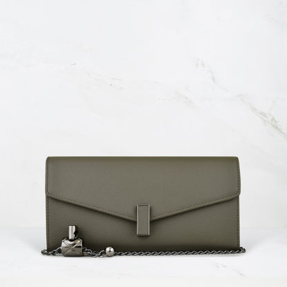 Carina XL v2 Crossbody Clutch - Italian Cross-Hatch in Metal Gray