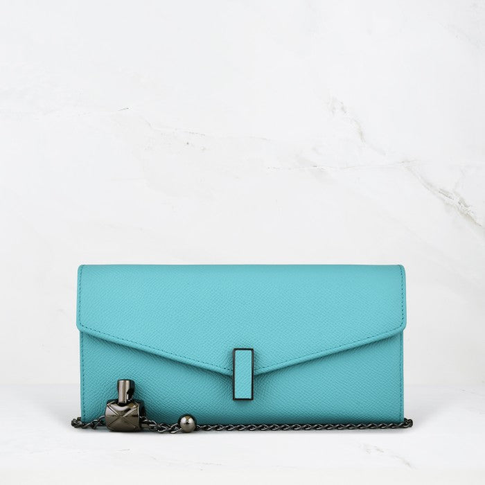 Carina XL v2 Crossbody Clutch - Italian Cross-Hatch in Teal