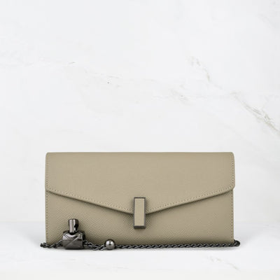 Carina XL v2 Crossbody Clutch - Italian Cross-Hatch in Khaki
