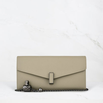 Carina XL v2 Crossbody Clutch - Italian Cross-Hatch in Khaki