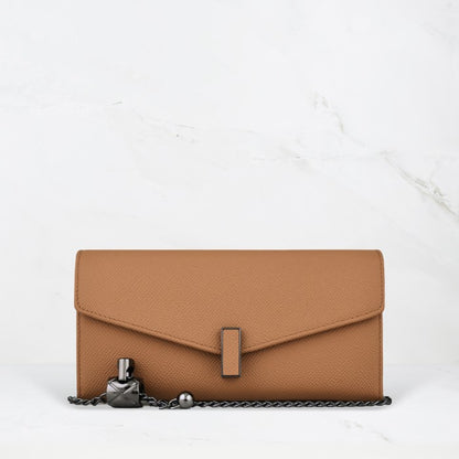 Carina XL v2 Crossbody Clutch - Italian Cross-Hatch in Nutmeg