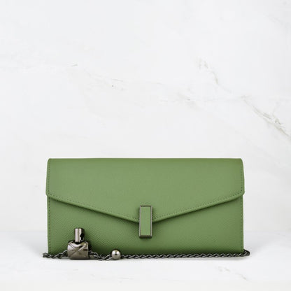 Carina XL v2 Crossbody Clutch - Italian Cross-Hatch in Matcha