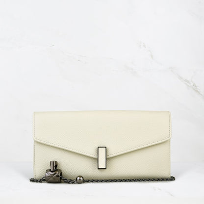 Carina XL v2 Crossbody Clutch - Italian Cross-Hatch in Creme White